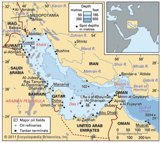 Map of the Gulf region